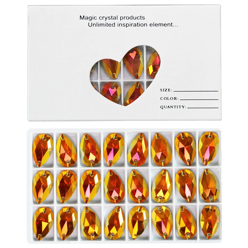 Factory Sale K9 Glass Teardrop Flat Back Sew on Stone for Clothing Decoration