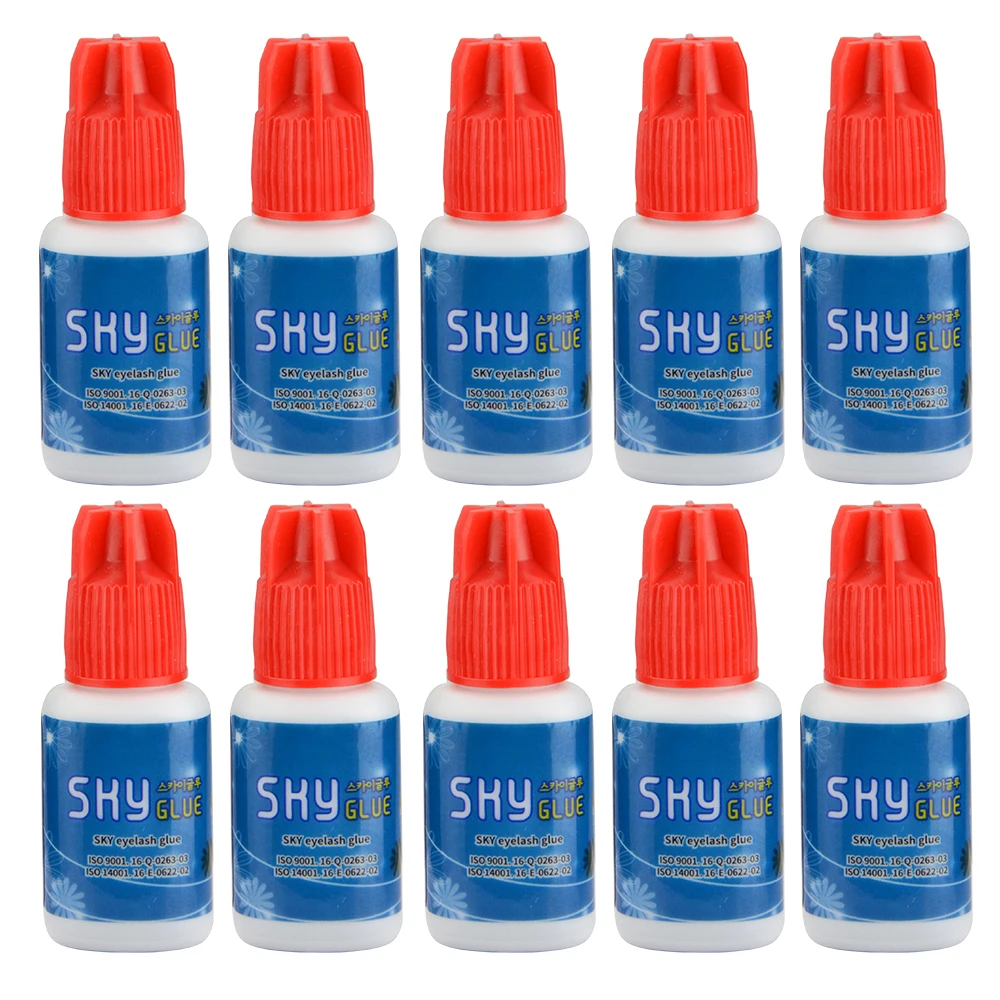 Korea Sky Crystal Black Private Label Eyelash Extension Glue 1 Second Lashes Glue Adhesive Red Cap