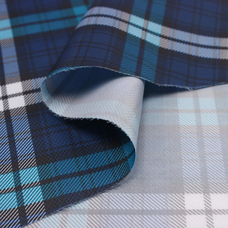 
290T 50D polyester diamond dobby jacquard taffeta fabric with check pattern print for lining 