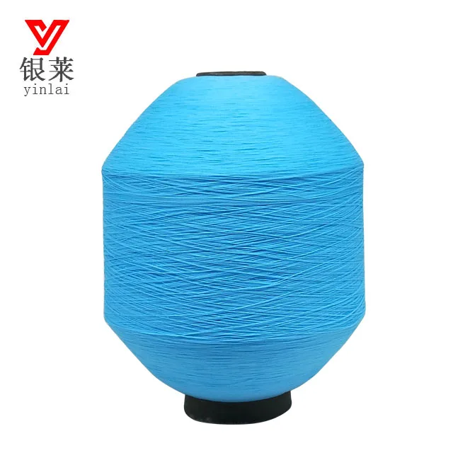 Recycled 100% polyester yarn made from pet bottle flakes fiber close virgin yarn