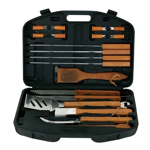 High Quality Outdoor Beef Master Stainless Steel BBQ Tools Utensils Wood Handle For Outdoor