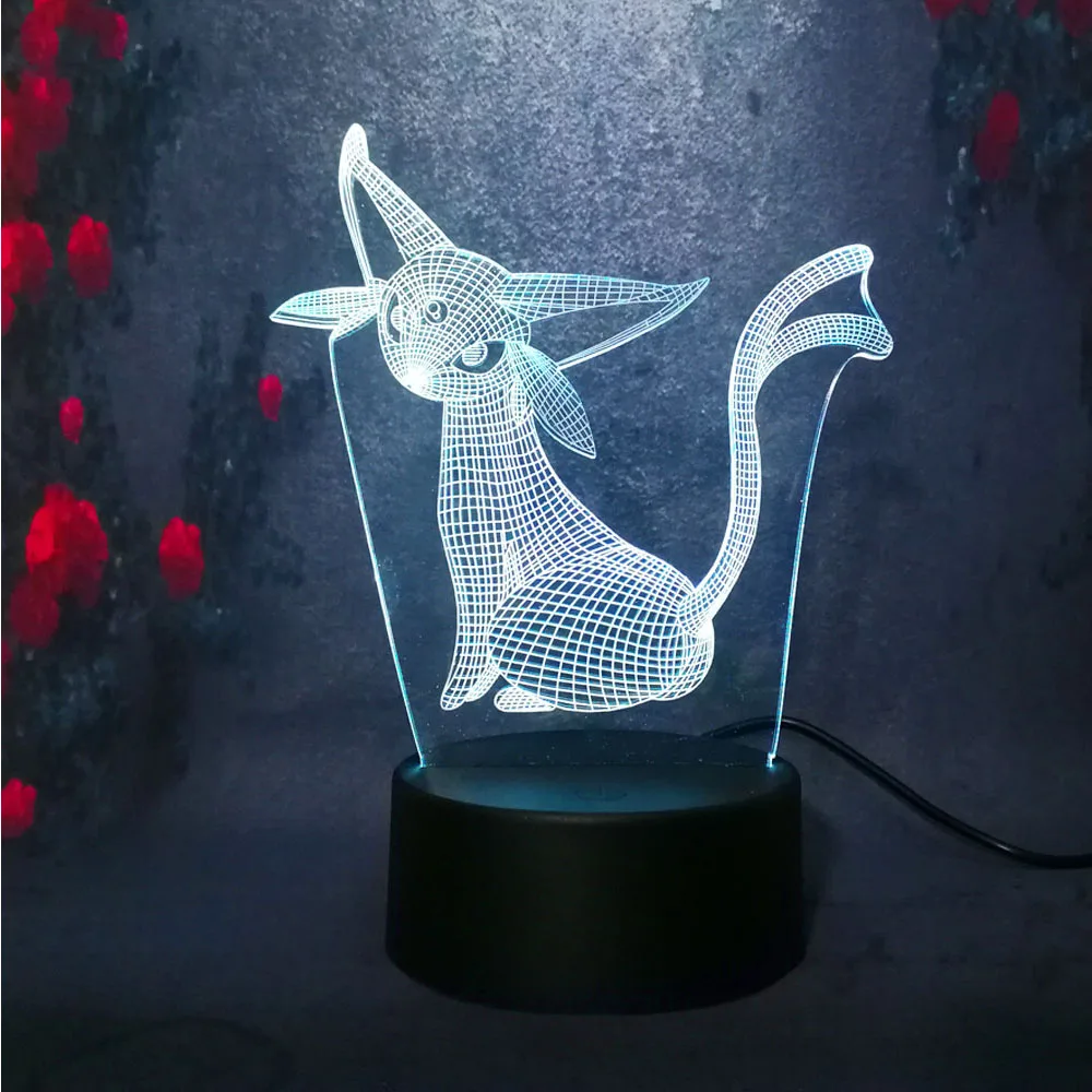 Lovely pokemon pikachu 7 color change Touch base bedside night light 3D USB baby sleep lighting lamp Birthday Xmas kid best gift