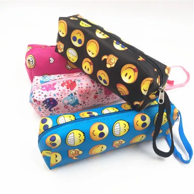 Fancy Printing PU Leather Pencil Bag With handlee with logo