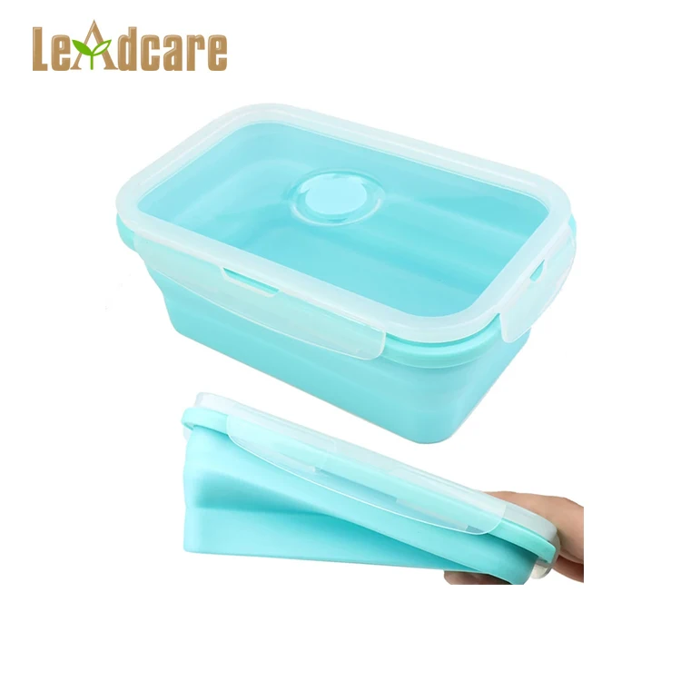 Bpa free food grade 4PCS Silicone Foldable bento box Collapsible Lunch Box Set Folding Food Storage Container
