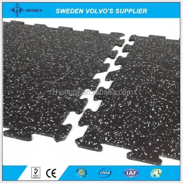 Interlocking Black Rubber Gym Flooring