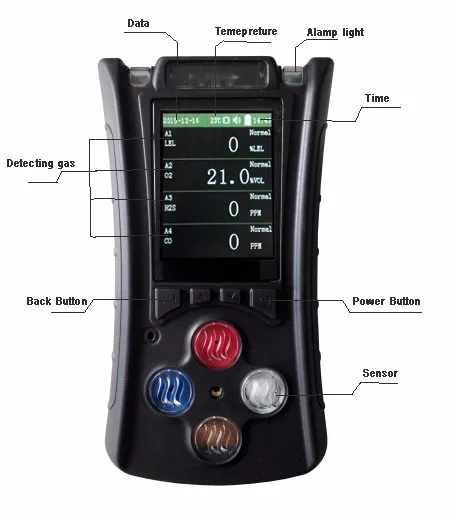 Portable multi gas detector gas monitor LEL CO H2S O2 gas meter customized