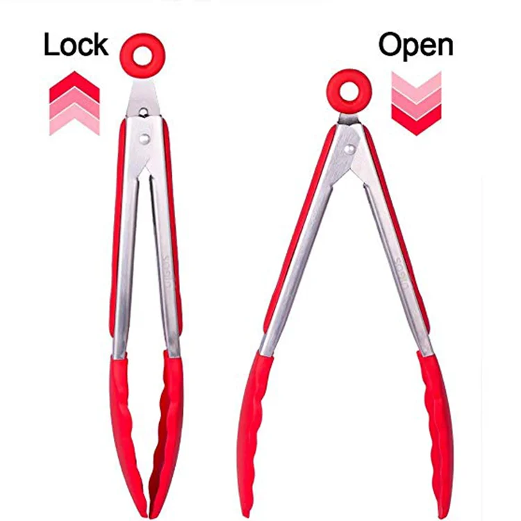 Премиум силиконовые безлипкие щипцы для приготовления барбекю из нержавеющей стали пищи 9 дюймов и 12