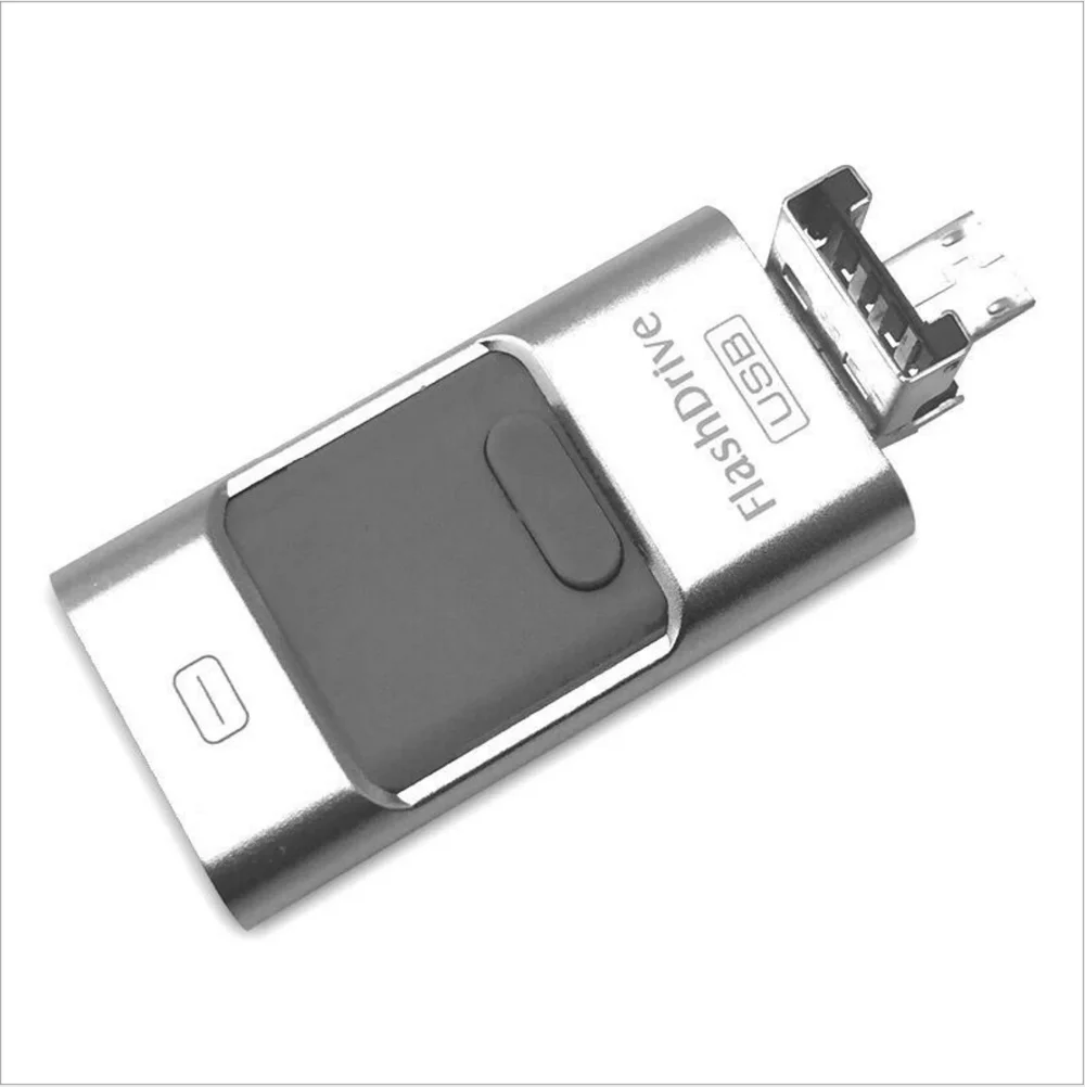 OTG флэш-накопитель 3 в 1 USB-накопитель совместимый с iphone ios android 8 ГБ/16 ГБ/32 ГБ/64 Гб/128
