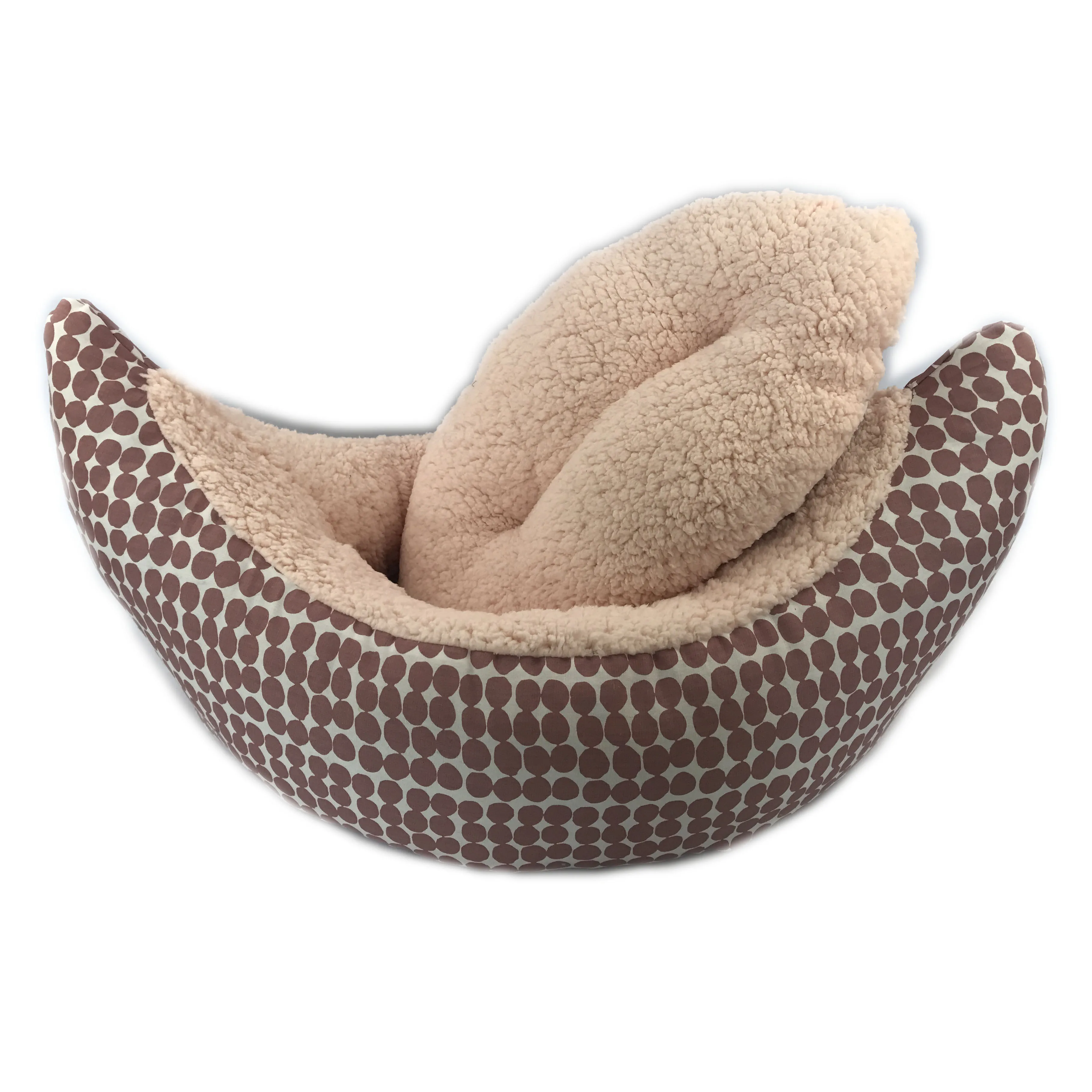 
Cute Unique Printed Fabric Plush Boat Shaped Banana Cat Dog Bed Sets Pet House Cat Beds 