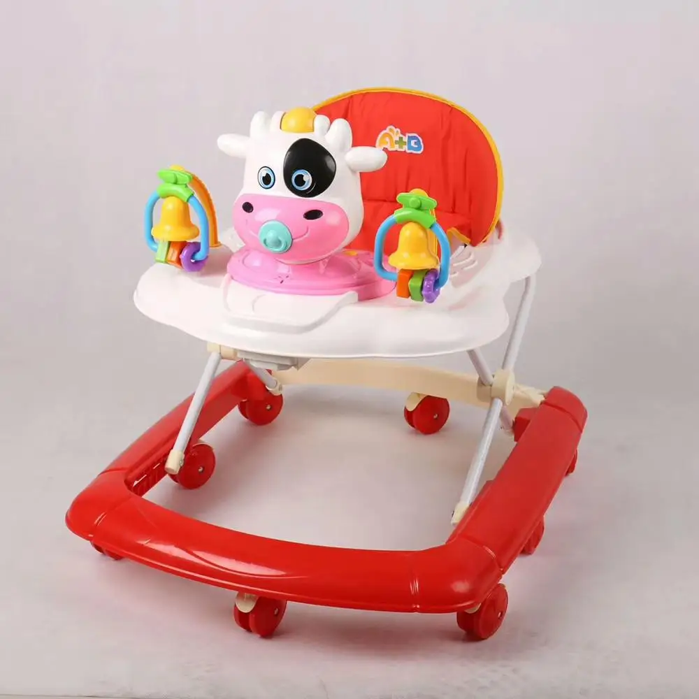 4in1 Baby Walker Adjustable Musical  Rocking Horse Walking Training Chair Plastic Baby Trolley Walker Rocker Chair