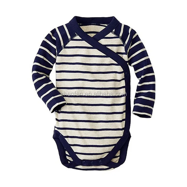 
100%cotton stripe baby boy long sleeve romper 