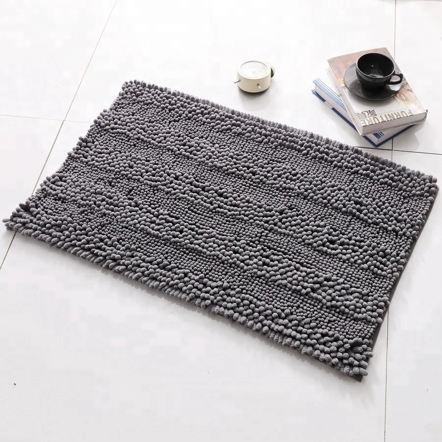 2021 hot sale microfiber chenille bath mat made by chenille machine bath mat green set chenille