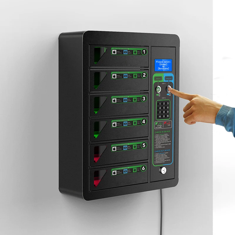 Hot sale 6 bays Hotel GYM Club Secure Mobile Phone Charging Locker for sale