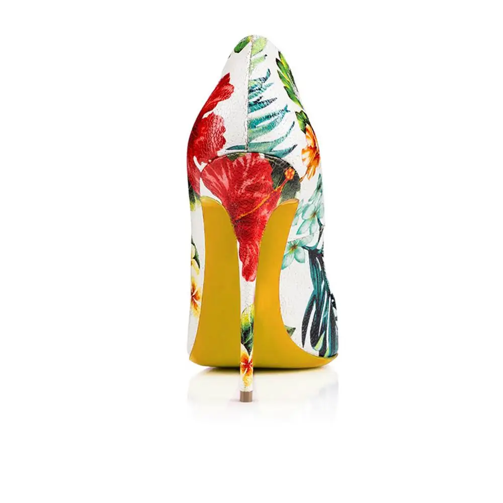 HMP20 Custom logo flowers print sexy high quality pumps women dress shoes