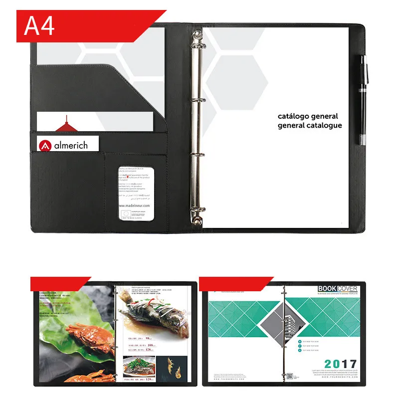 Executive file folder A4 leather loose-leaf clipboard business meeting sales file folder with pocket