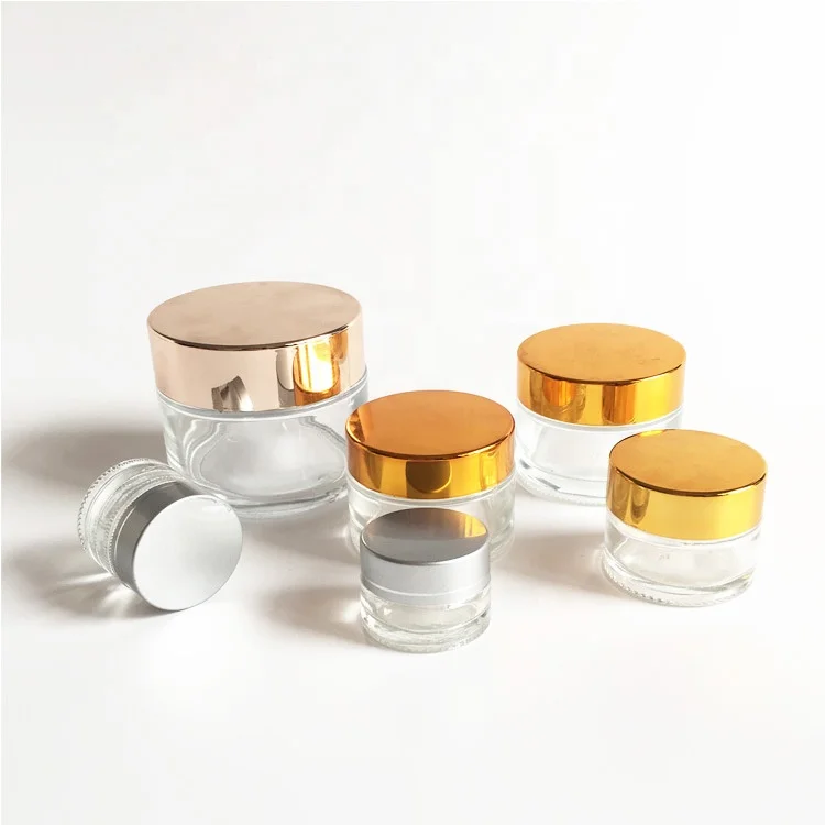 
Wholesale 5g 10g 20g 30g 50g Face Cream Glass Cosmetic Jar Amber Blue Clear Frosted Glass Jar 