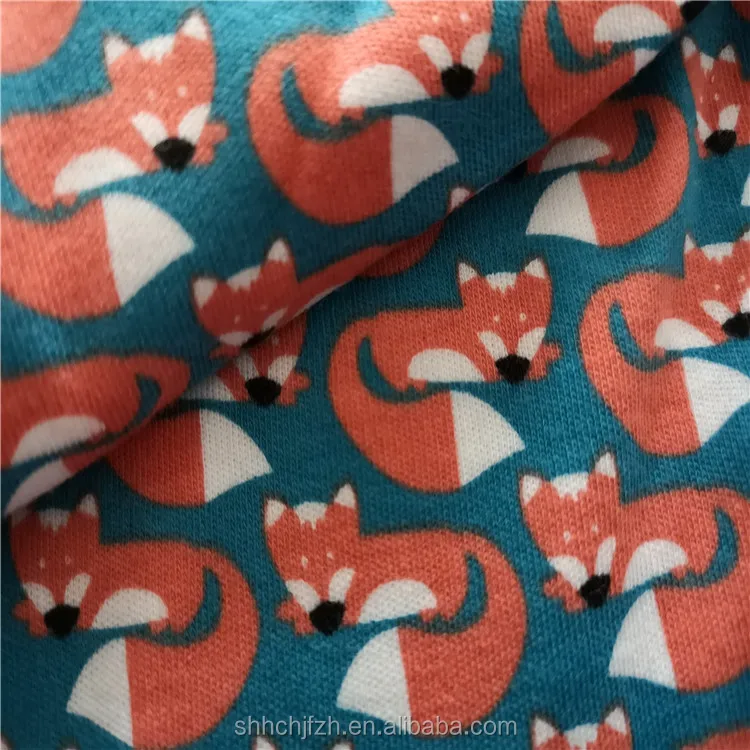 Custom Print Organic Cotton Jersey Knitted Cotton Printed Fabric For Kids