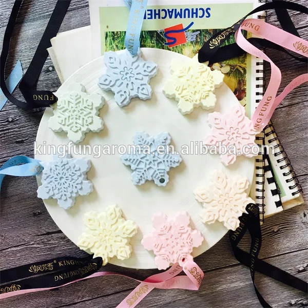 
factory hot seller christmas hanging snow flower ceramic scent stone aroma stone custom car air freshener 