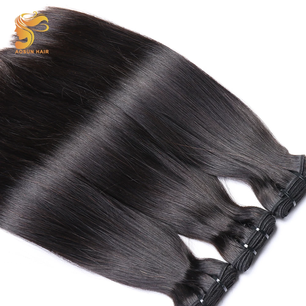 2019 Hot Sale Top Grade Double Drawn Peruvian Virgin Human Hair  Fumi Bone Straight Weft  Natural Color