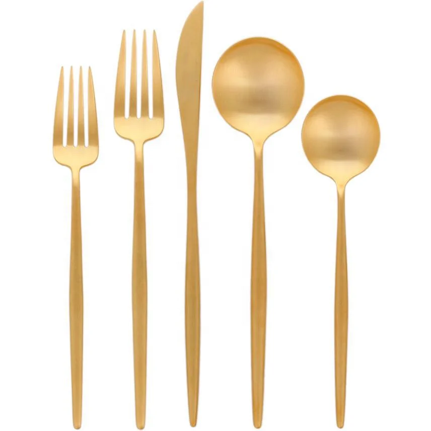 Cutipol goa white and gold cutlery set, 5pcs flatware with resin handle for wedding party rentals