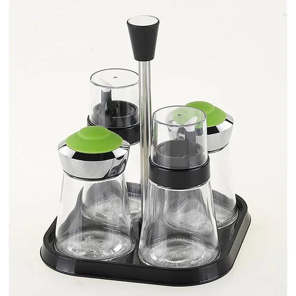 Wholesale hot selling Eco-friendly glass spice jar set kitchen spice rack containers set