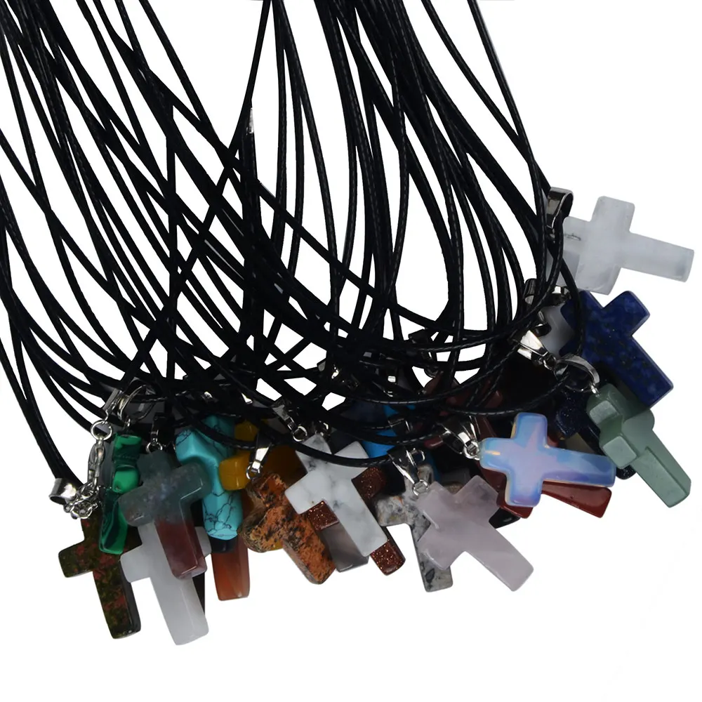 Stone Pendant Cross Necklace for Women Jewelry