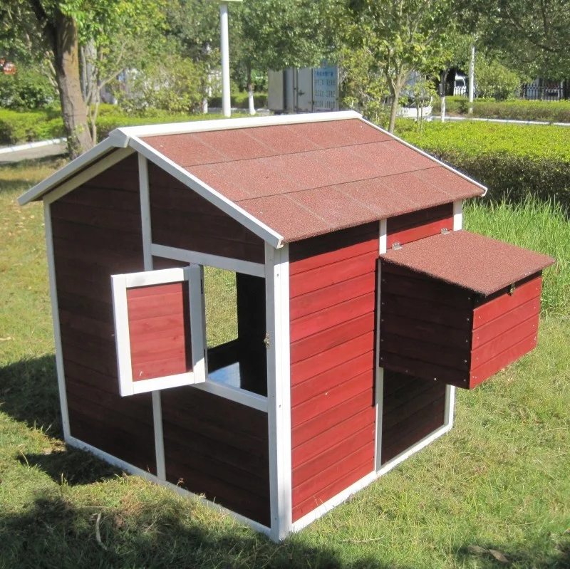 Easy clean waterproof wooden chicken coop with nesting box