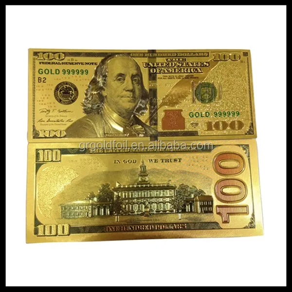 Art Crafts Colorful New America 100 Dollar Banknote 24K Gold Banknote New American Souvenir Items