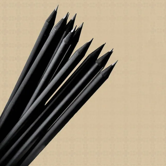 Wooden Pencil Office School Supplies Pencils Set Wood with Eraser Customized Round Loose OEM Logo Printing Hot Sale Black