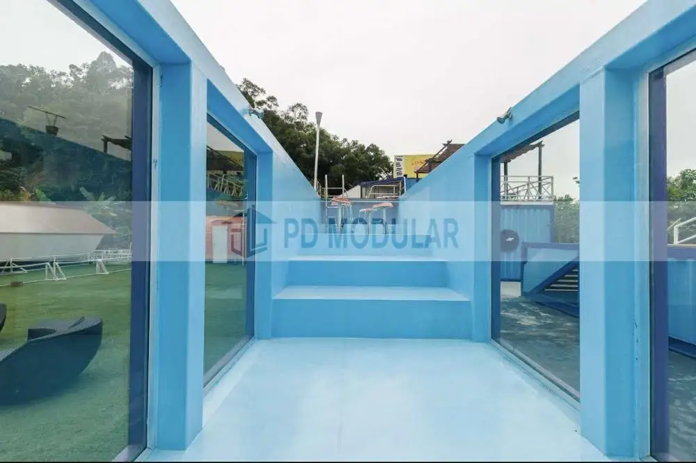 Prefab Modular Luxury Well-Done Outdoor Container Swimming Pool with Surfing System and Fiberglass