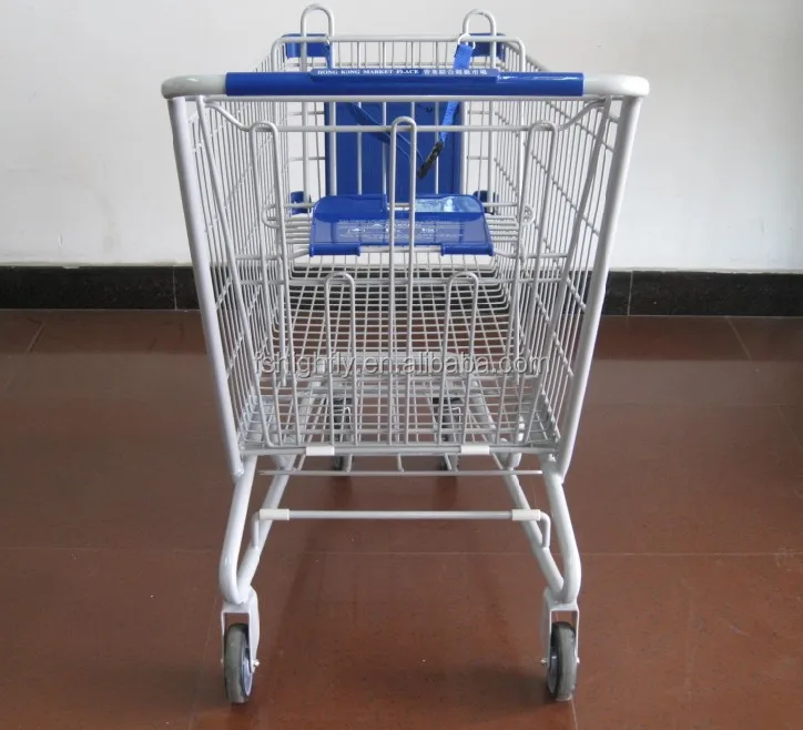 MOQ 100 PCS 198L basket shopping carts trolleys With Advertising Sign Holder, 198L Supermarket Advertising Cart