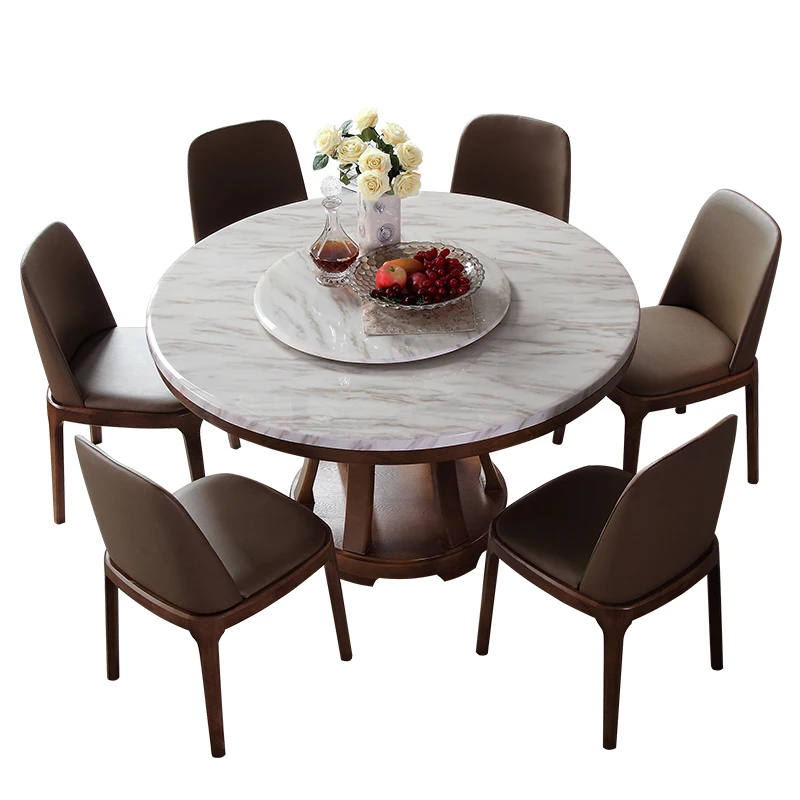 
Nature Marble Round Table with Turntable 