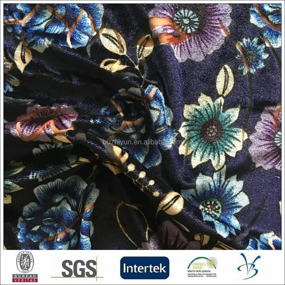 excellent quality stretch kawaii floral print burn out super soft micro velvet