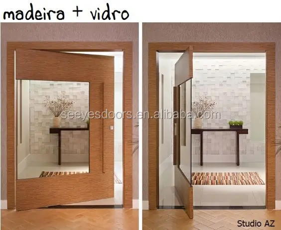 Foshan Seeyesdoor Modern Wooden Pivot Door Cherry Wood Main Gate with Design