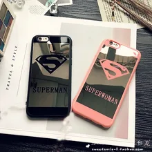 Superman Superwoman Mirror Surface TPU Case for iPhone 5 5S 6S 6 Plus