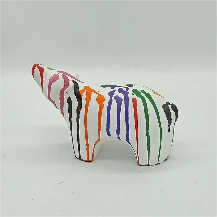 
Creative handpainted colorful animal statue table decor polar bear statue 