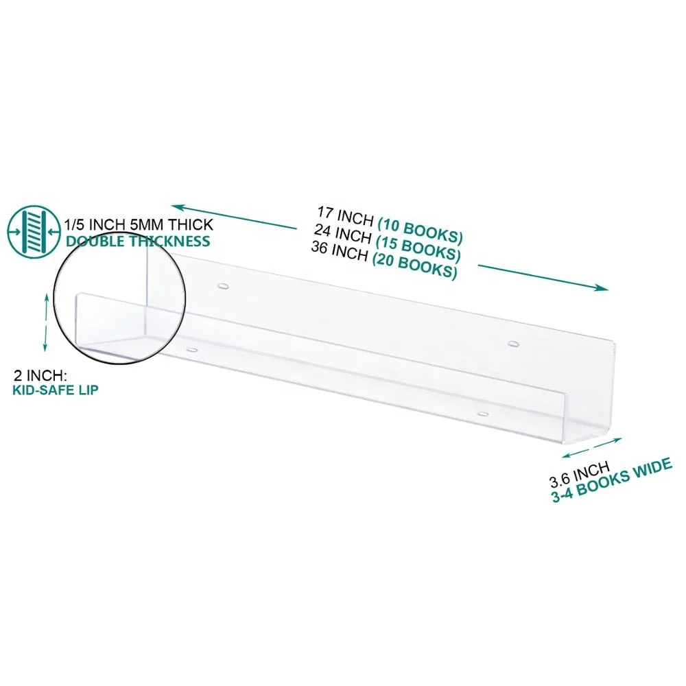 Acrylic Display Holder Wall Mount Acrylic Book Display Stand Clear Acrylic Book Shelf 2 Pack