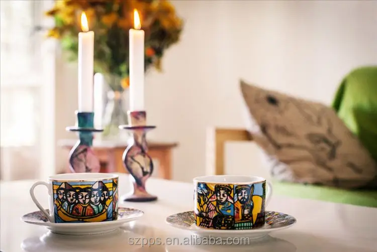 17pcs Ethiopian Ceramic Tea Set Queen Sheba tea cups set