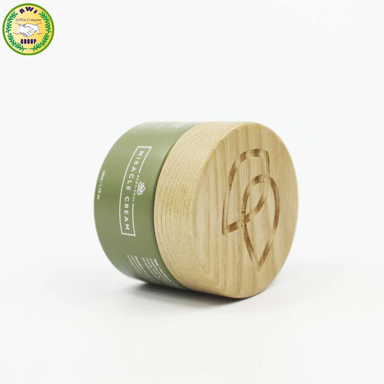 cosmetic packaging wood amber wooden lid glass jar frosted black glass jars with bamboo lid