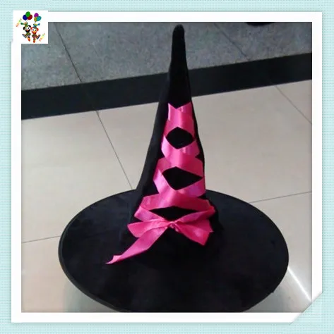 Children Fancy Dress Costume Black Halloween Witch Hats with Feathers HPC-0227