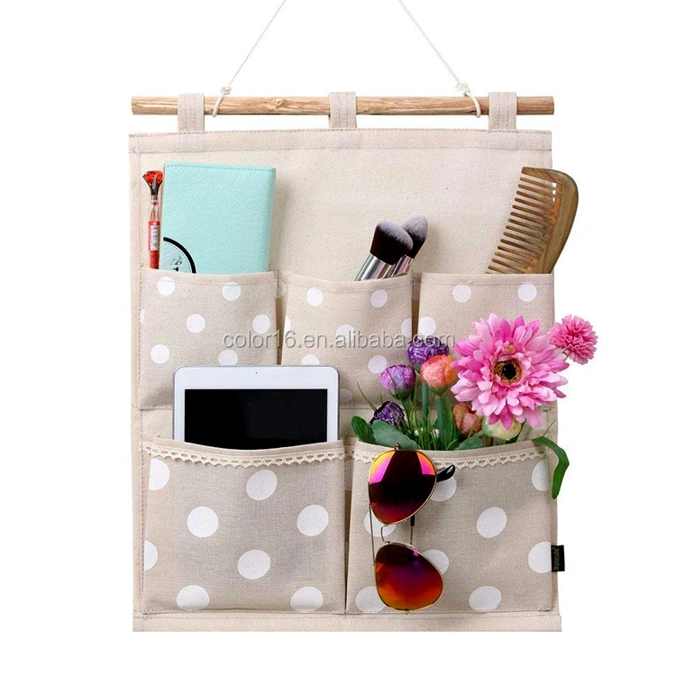 Linen Cotton Fabric Wall Door Cloth tool hanging storage bag organizer