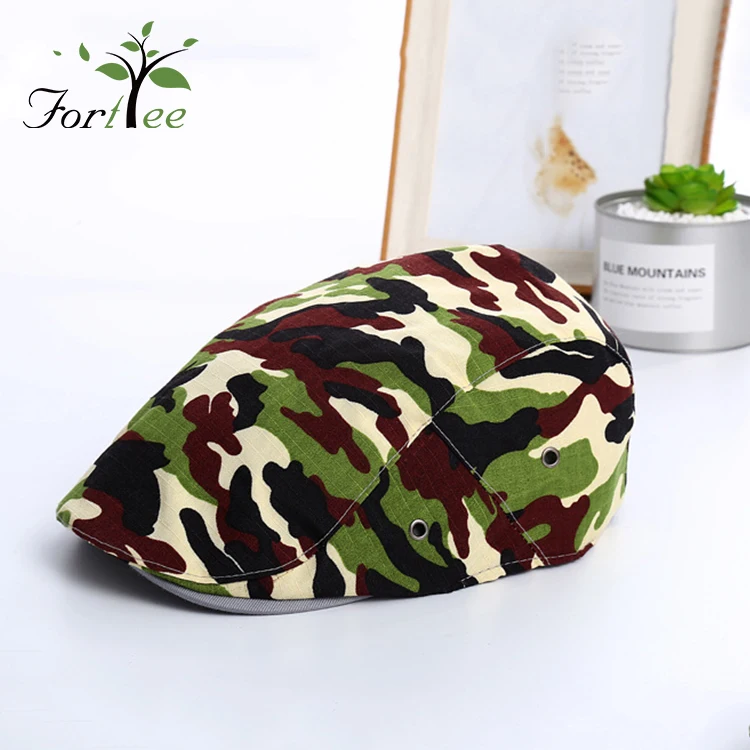 Унисекс пол логотип Camo Мужские Военные Зеленый берет шляпу