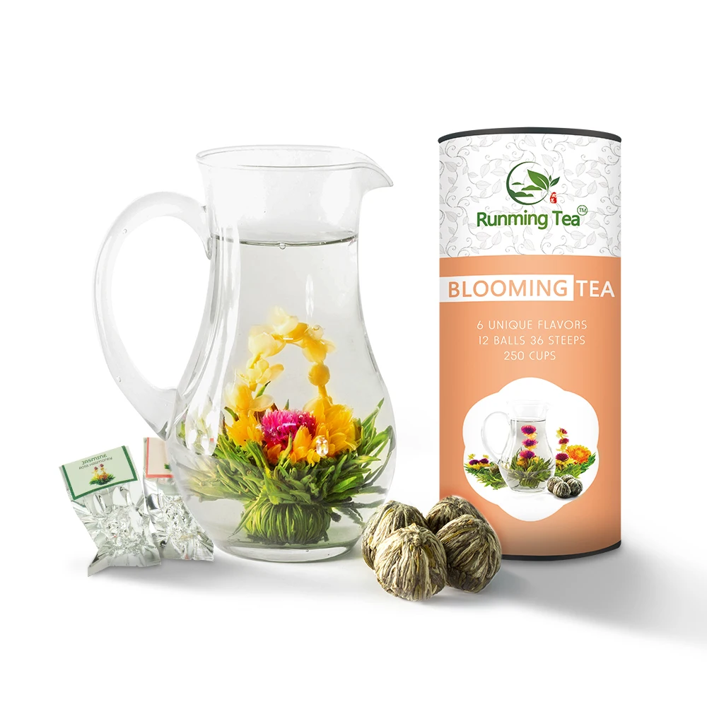 Органические чайные шарики, Серебряная игла, сказочный цветок лилии, цветущий жасмин, золотой цветок камелии, чайный цветок, цветущий горшок, Подарочная коробка, набор