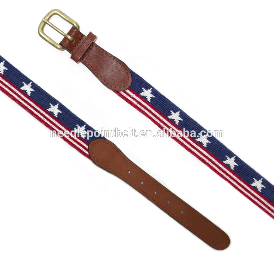 Fashion Old Glory Needlepoint Belts
