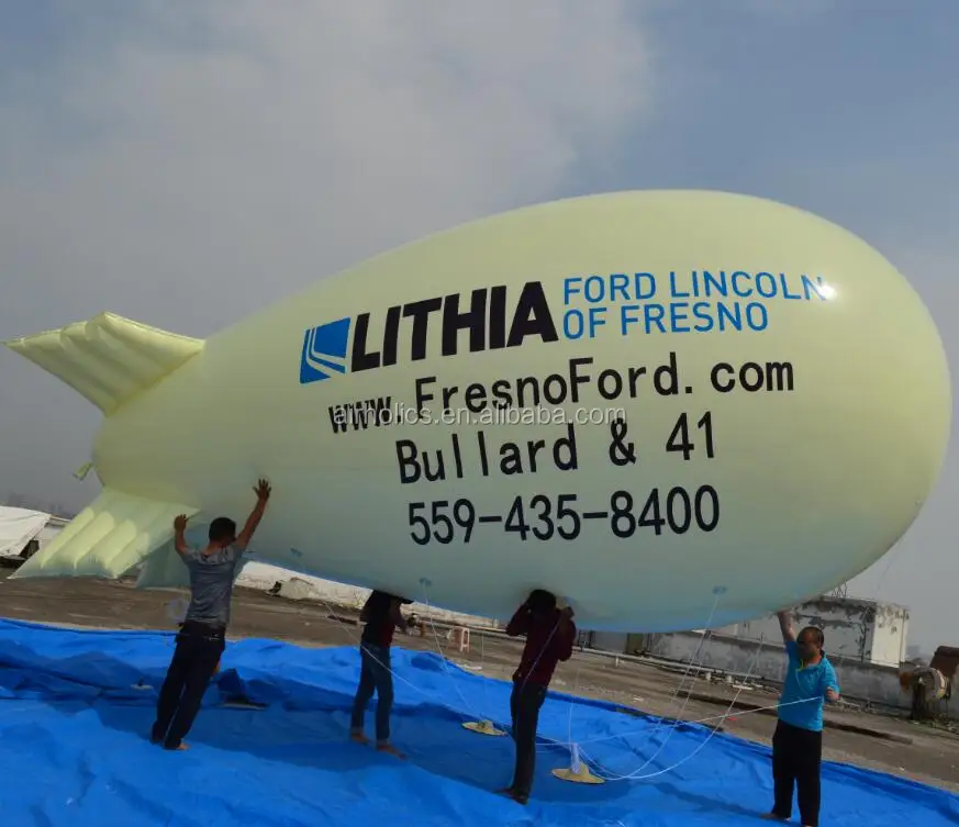 H4126 Commercial Custom PVC Helium Balloon Inflatable Zeppelin / Inflatable Advertising Blimp With LED Light