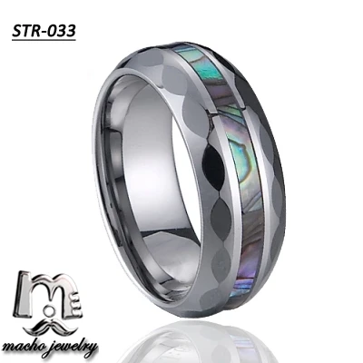 Top Quality Tungsten Carbide Ring with Double Abalone Shell Inlay for Men Engagement Wedding Bands