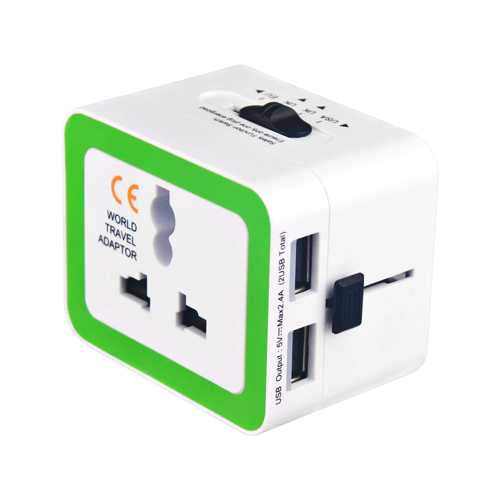 Universal Adapter plug with usb port 5v, 2.4A  UK/US/AU/EU