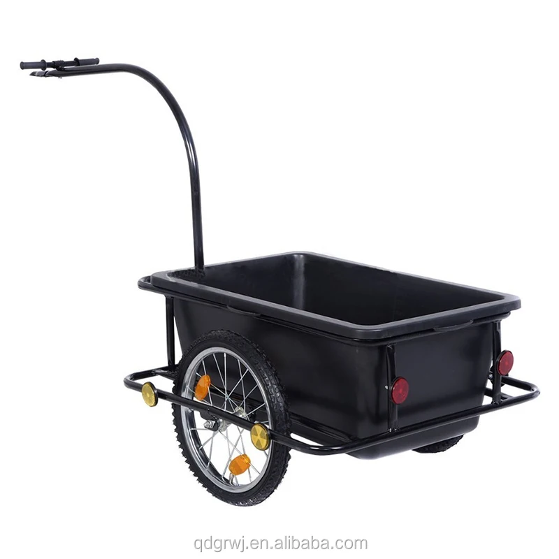 90L plastic tray bike bicycle cargo trailer with pneumatic wheel