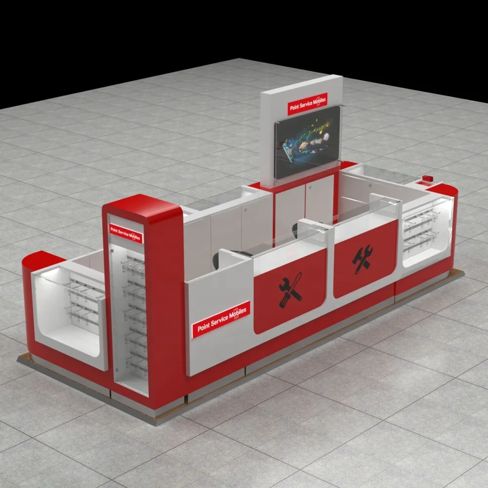 
French Save Phone Kiosk Brand Design Mobile Shop Counter Mall Cell Phone Accessary Kiosk 