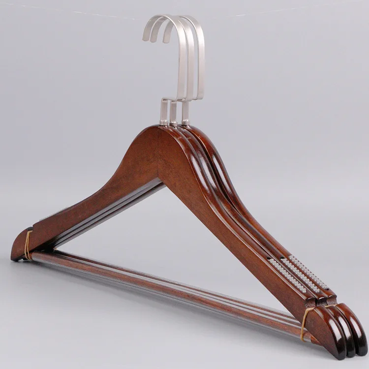 Оптовая продажа, модная вешалка для одежды для взрослых, без зажима, винтажная Вешалка из массива дерева
